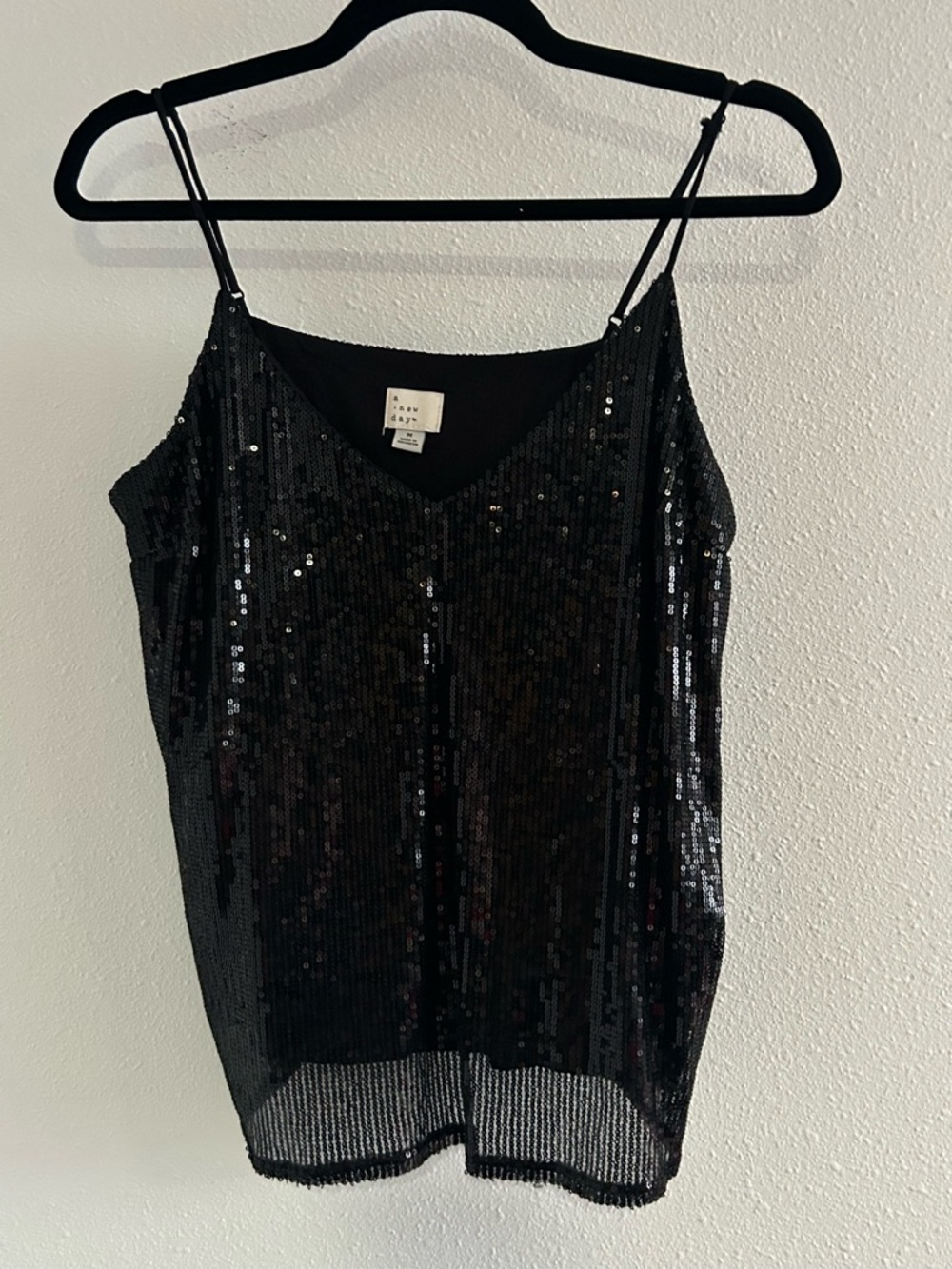 a new day Black Sequin Spaghetti Strap Camisole